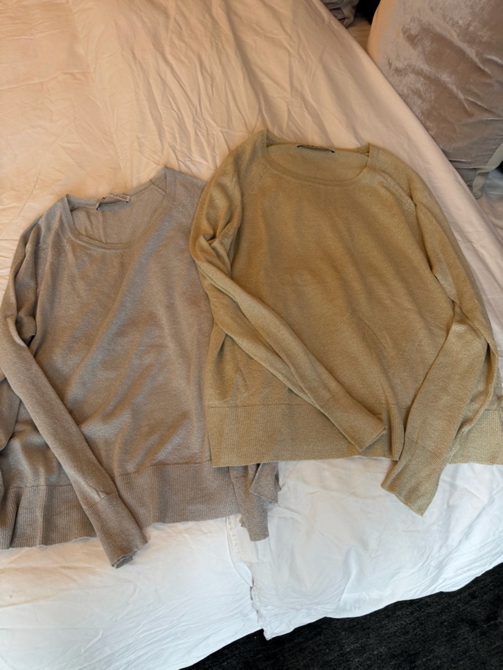 Zara basic knit metallic silver and gold Crewneck Sweaters